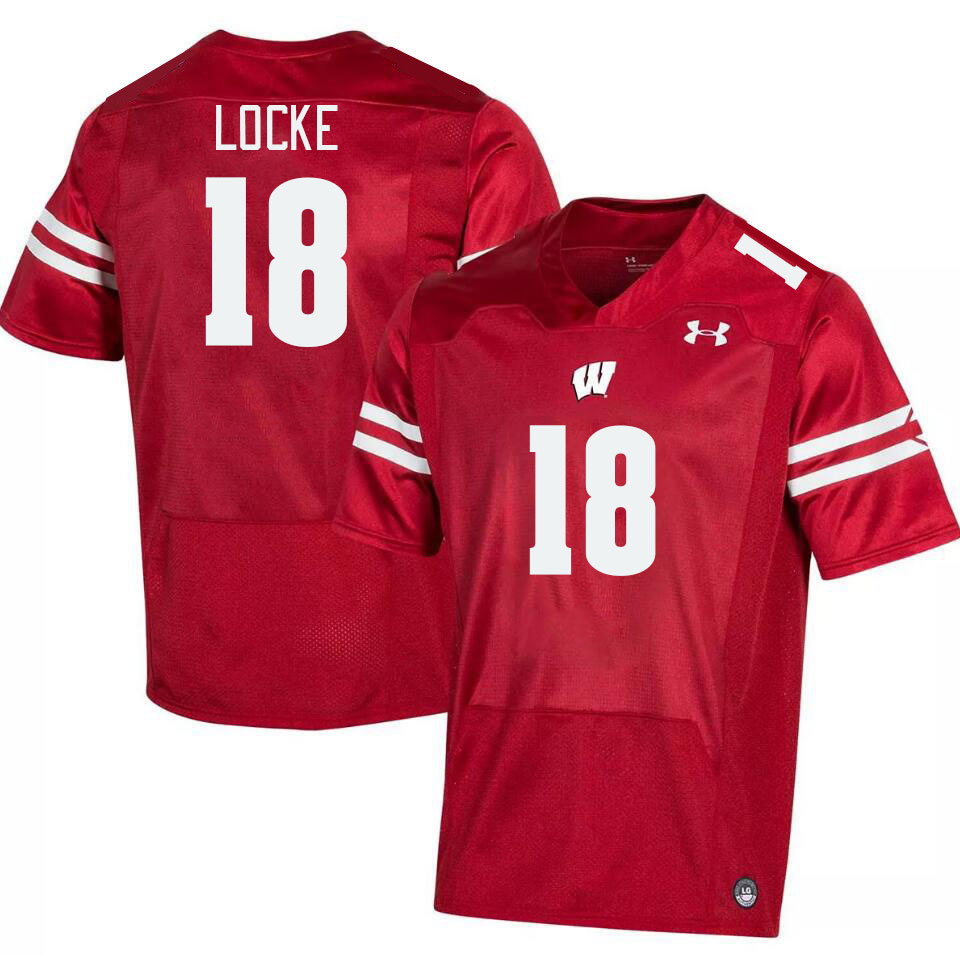 Men #18 Braedyn Locke Winsconsin Badgers College Football Jerseys Stitched Sale-Red